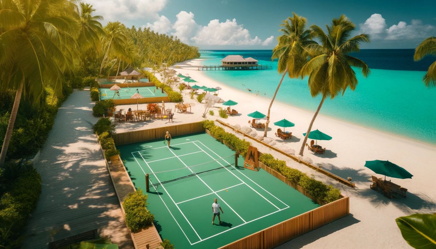 Pickleball court on the waterfront beach